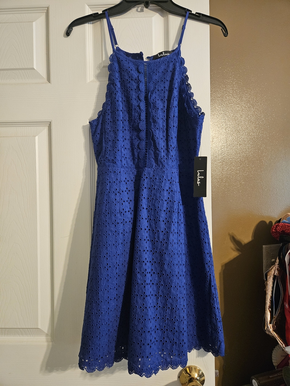Lulu's Royal Blue Eyelet Fit-and-Flare Dress